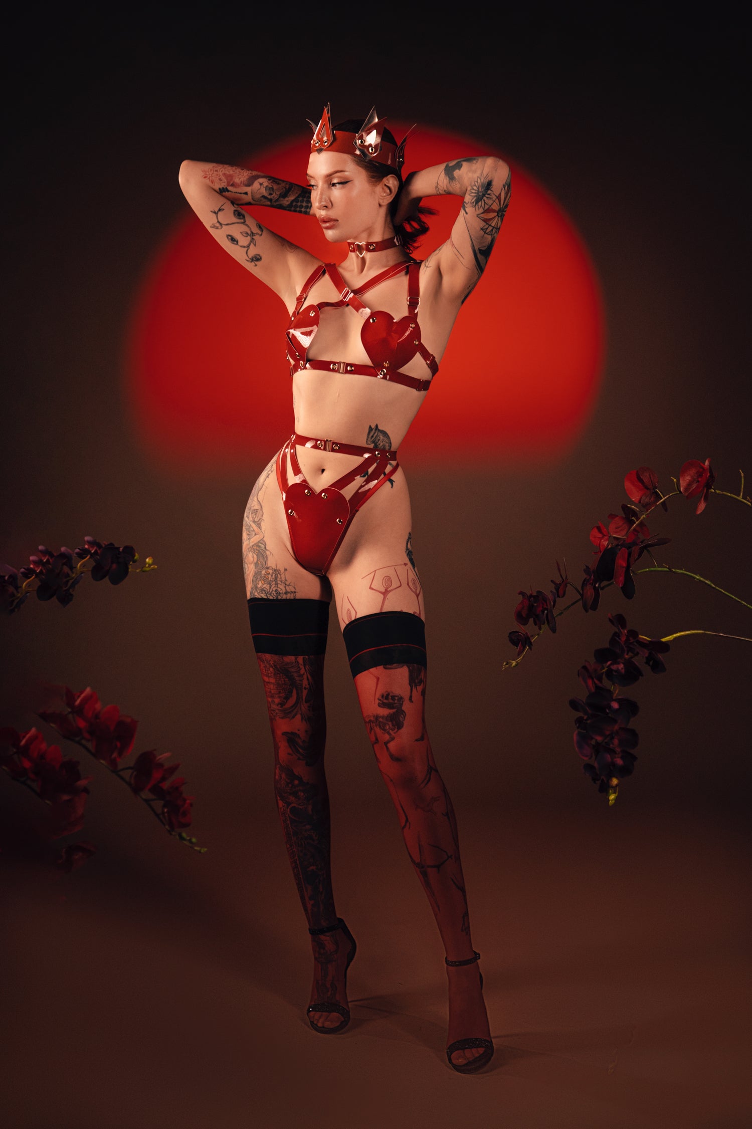 Geisha Red stockings with strip