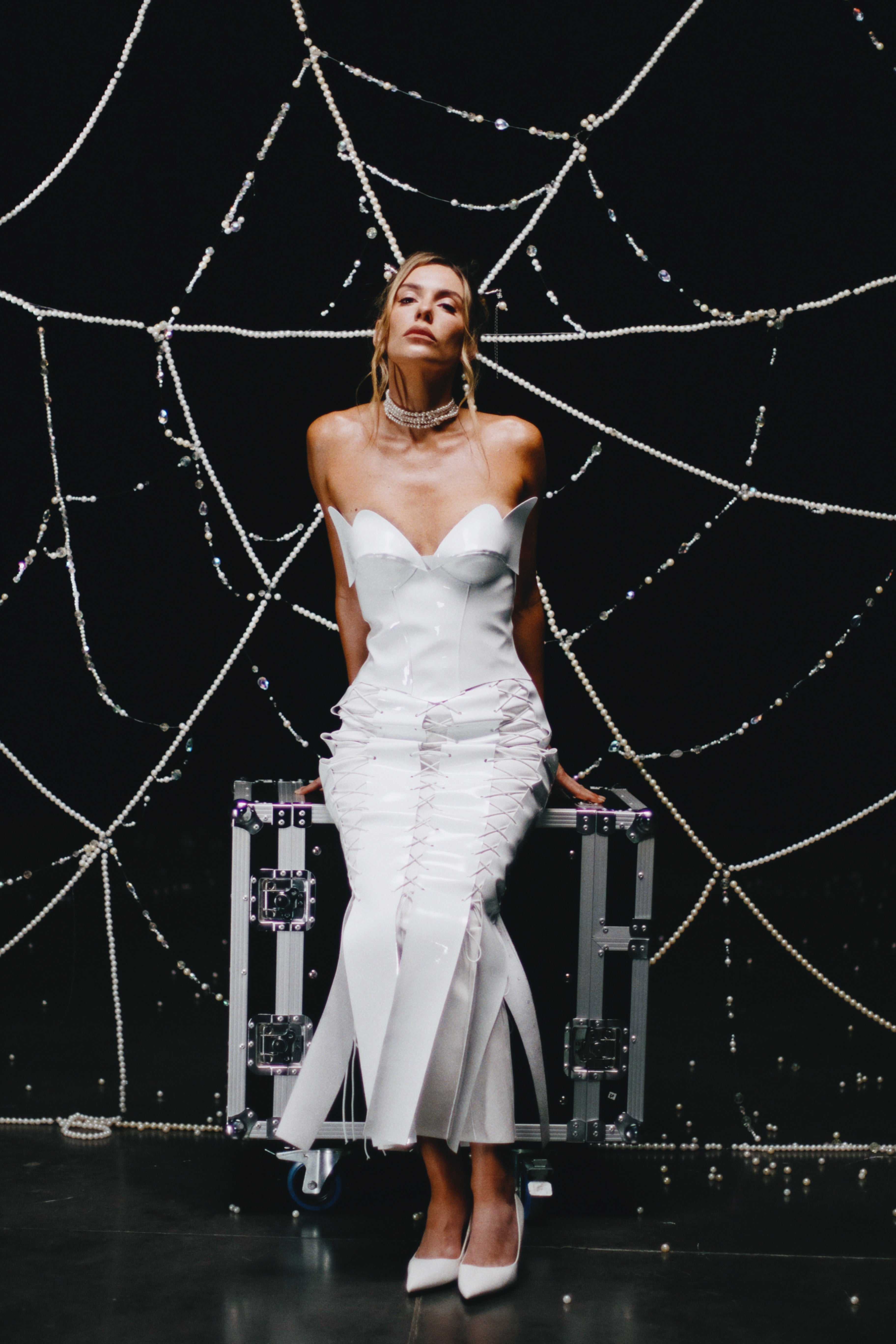 Violina White corset maxi skirt for YULIA NELSON