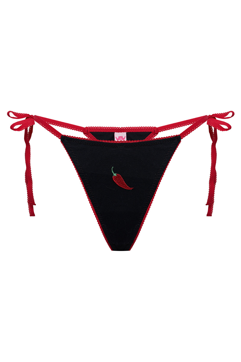 Mandy Chili Black thongs with ties