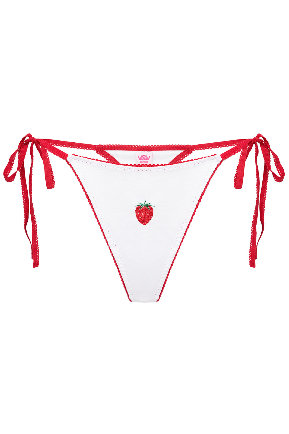 Mandy Strawberries white thongs with ties