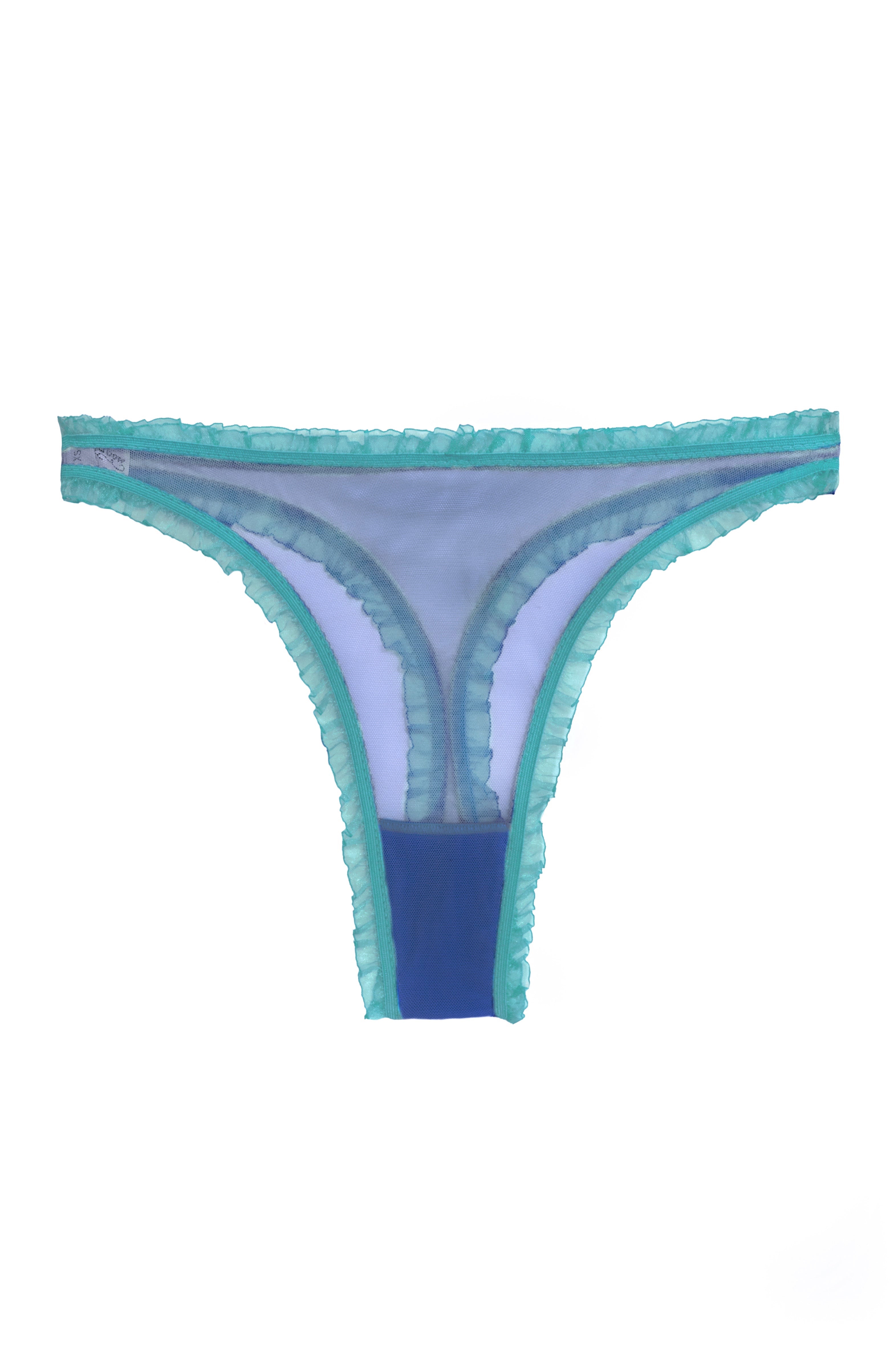 Valerie Aqua Blue high waisted thongs