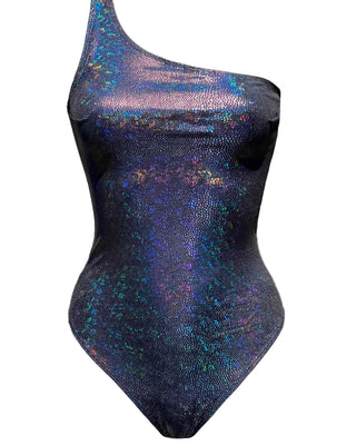 Amelia holographic black python swimsuit - yesUndress