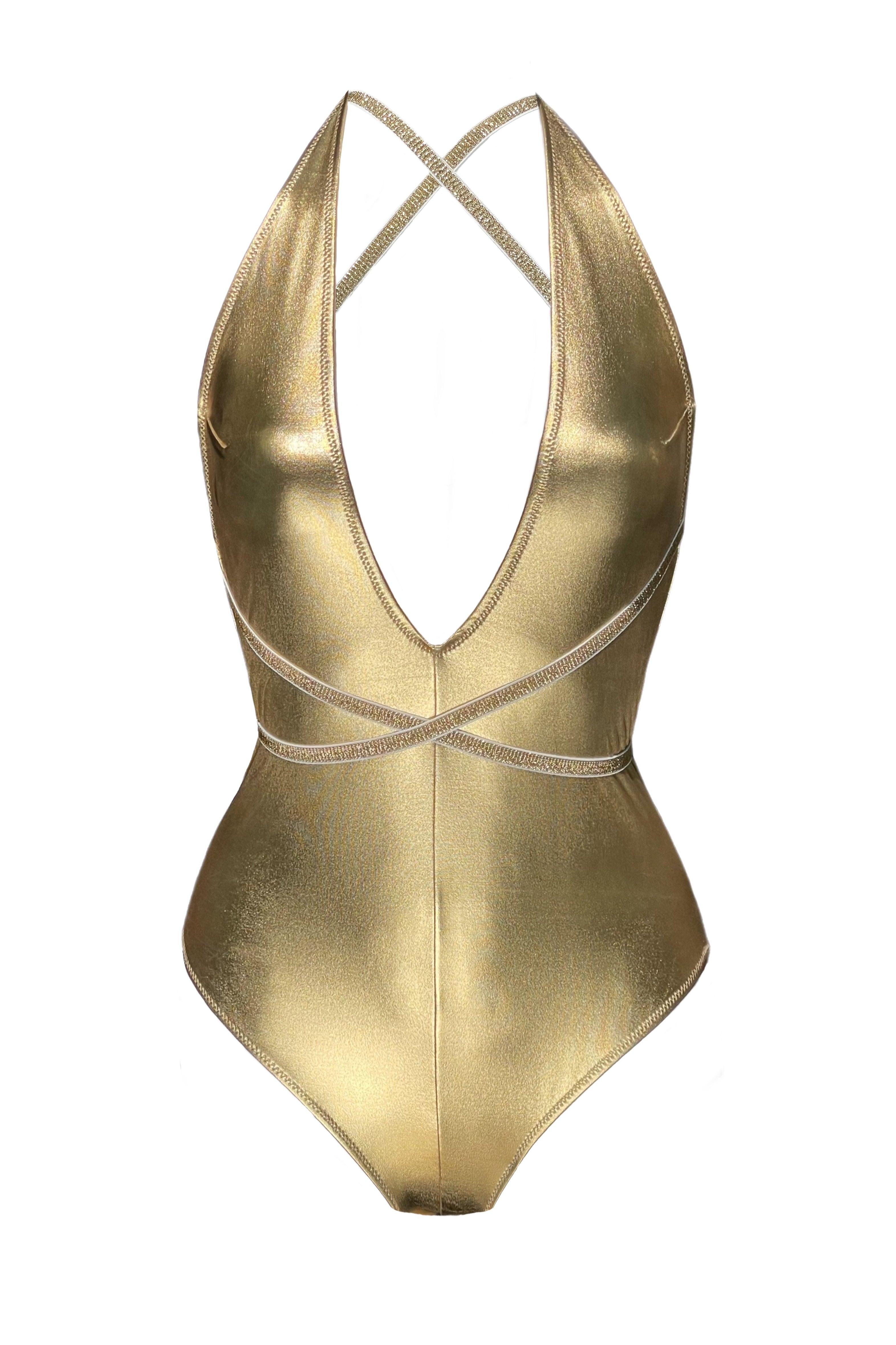 Boney gold metallic swimsuit - yesUndress