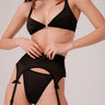 Valessa Gloss Black garter belt - yesUndress