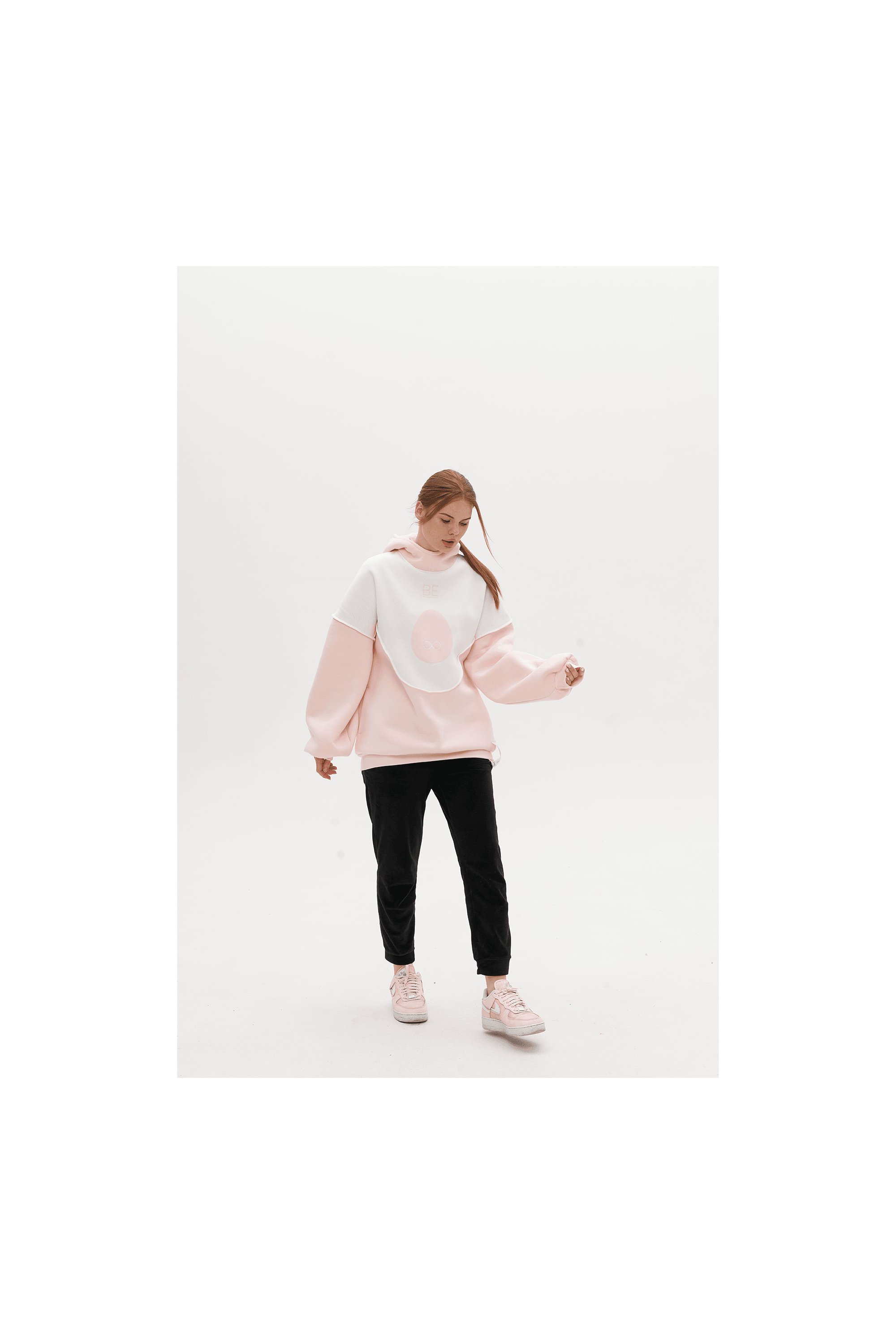 BE Pink White hoodie - yesUndress